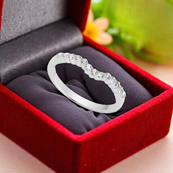 Pave 1/2 Cts F/VS1 Round Brilliant Cut Diamonds Petite Band Ring 18K White Gold