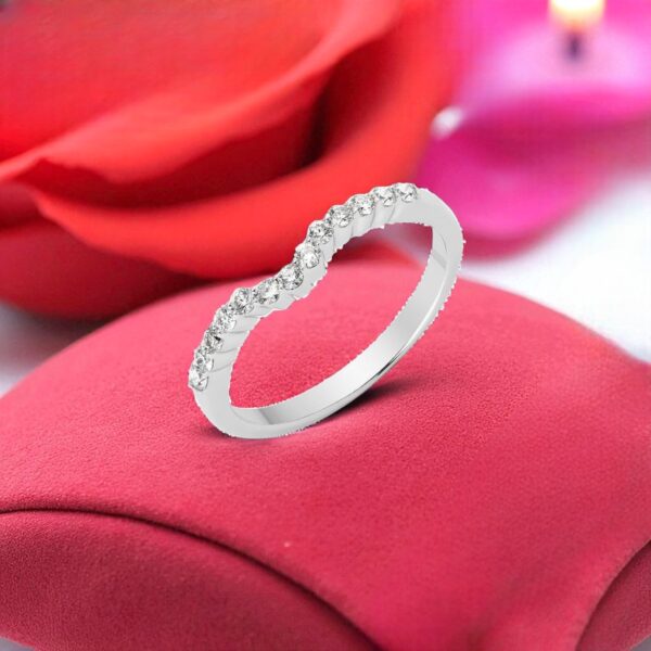 Pave 1/2 Cts F/VS1 Round Brilliant Cut Diamonds Petite Band Ring 18K White Gold