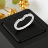 Pave 1/2 Cts F/VS1 Round Brilliant Cut Diamonds Petite Band Ring 18K White Gold