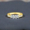 R-427 (3) GIA Certified 1.60 Cts F/VS1 Princess Shape Diamonds Three-Stone Ring 14K Gold