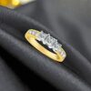 R-427 (4) GIA Certified 1.60 Cts F/VS1 Princess Shape Diamonds Three-Stone Ring 14K Gold