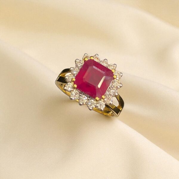 Gorgeous 6.30 Cts F/VS1 Round Brilliant Cut Diamonds Ruby Cocktail Ring 14K Gold