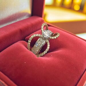 R-432 (12) Pave 2.80 Cts Round Princess Shape Diamonds Anniversary Solitaire Ring 14K Gold