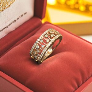 R-437 (15) Pave 0.65 Cts F/VS1 Round Brilliant Diamonds Anniversary Band Ring 14K Rose Gold