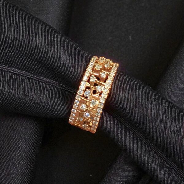 R-437 (22) Pave 0.65 Cts F/VS1 Round Brilliant Diamonds Anniversary Band Ring 14K Rose Gold