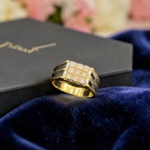 Home 13 Classy 0.97 Cts Round Brilliant F/VS1 Diamonds Mens 9-Stone Ring 14K Yellow Gold