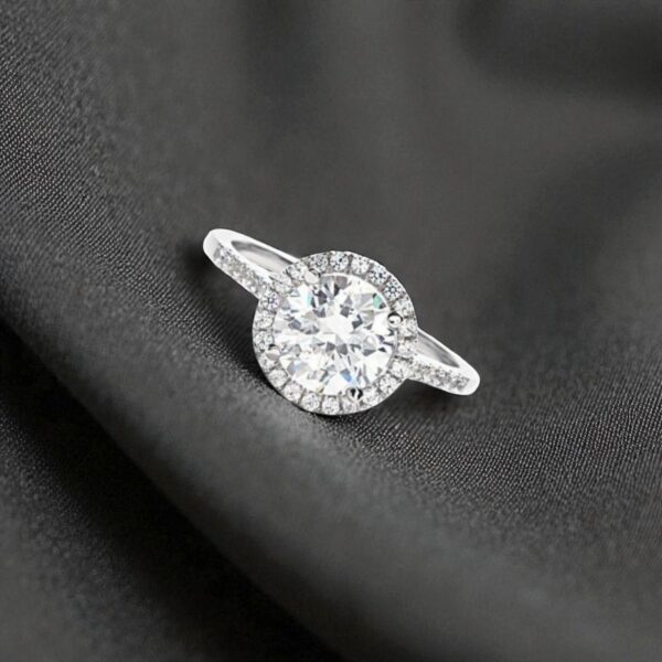 GIA Certified 1.35 Cts Round Brilliant F/VS1 Diamonds Halo Wedding Ring 14K Gold