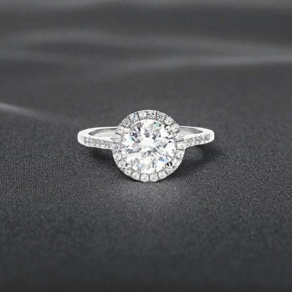 GIA Certified 1.35 Cts Round Brilliant F/VS1 Diamonds Halo Wedding Ring 14K Gold