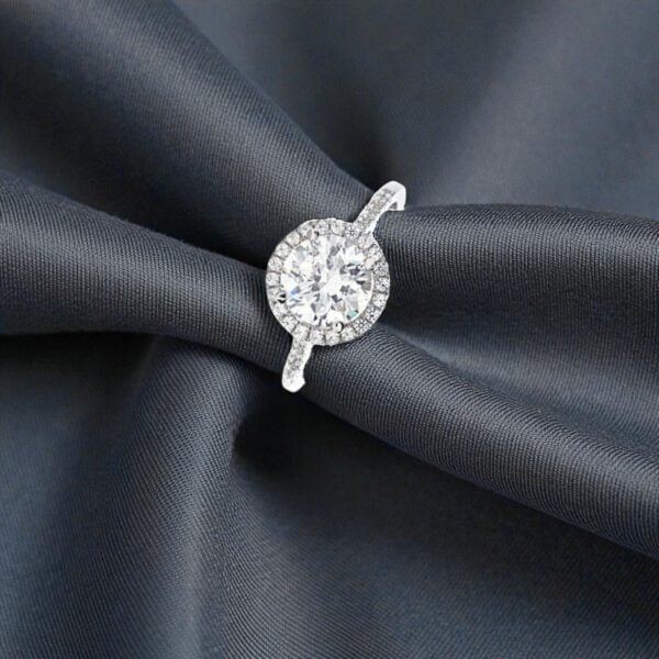 GIA Certified 1.35 Cts Round Brilliant F/VS1 Diamonds Halo Wedding Ring 14K Gold