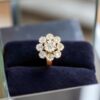 R-451 (16) Pave 1.20 Carats F/VS1 Round Brilliant Diamonds Floral Anniversary Ring 14K Gold