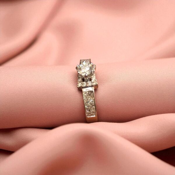Pave 1.30 Cts F/VS1 Round Princess GIA Certified Diamonds Wedding Ring 14K Gold