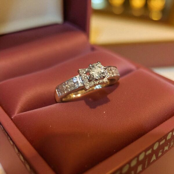 Pave 1.30 Cts F/VS1 Round Princess GIA Certified Diamonds Wedding Ring 14K Gold
