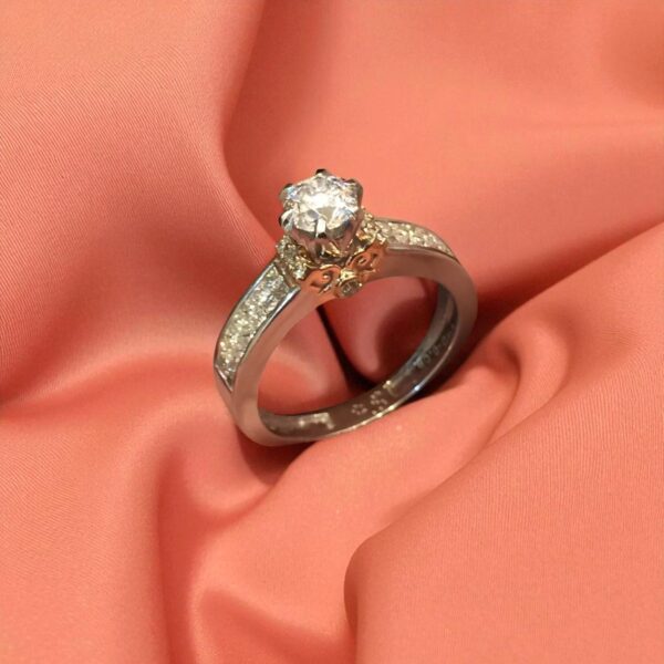 Pave 1.10 Cts F/VS1 Round Brilliant GIA Certified Diamonds Wedding Ring 14K Gold