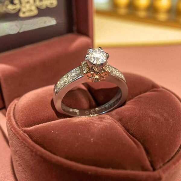 Pave 1.10 Cts F/VS1 Round Brilliant GIA Certified Diamonds Wedding Ring 14K Gold