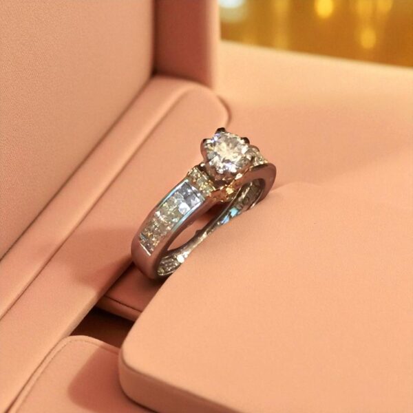 Pave 1.10 Cts F/VS1 Round Brilliant GIA Certified Diamonds Wedding Ring 14K Gold