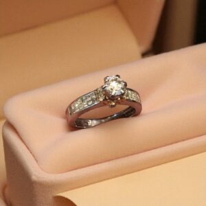 Pave 1.10 Cts F/VS1 Round Brilliant GIA Certified Diamonds Wedding Ring 14K Gold