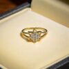 Stunning 1/4 Carats F/VS1 Round Brilliant Diamonds Floral Anniversary Ring 18K Gold