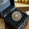 R-461 (17) Pave 2.88 Cts Round Brilliant Cut Natural Diamonds Cocktail Ring 14K Yellow Gold