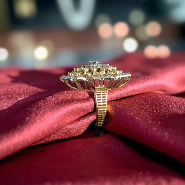 R-461 (18) Pave 2.88 Cts Round Brilliant Cut Natural Diamonds Cocktail Ring 14K Yellow Gold
