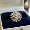 R-461 (24) Pave 2.88 Cts Round Brilliant Cut Natural Diamonds Cocktail Ring 14K Yellow Gold