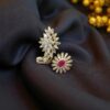 Elegant 4.16 Cts Round Baguette Cut Diamonds Ruby Cocktail Ring 14K Yellow Gold