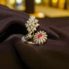 Elegant 4.16 Cts Round Baguette Cut Diamonds Ruby Cocktail Ring 14K Yellow Gold