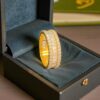 R-463-Y (24) Pave 2.58 Carats Round Baguette Diamonds Unisex Half Eternity Band Ring 14K Gold