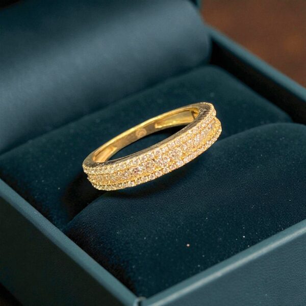 Pave 0.72 Cts F/VS1 Round Brilliant Diamonds Channel Setting Band Ring 14K Gold