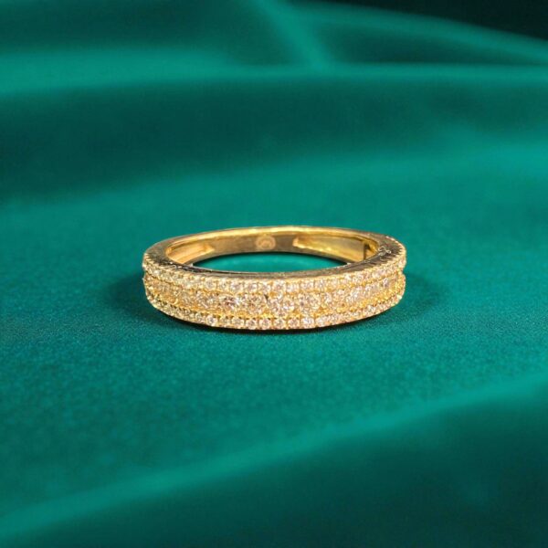 Pave 0.72 Cts F/VS1 Round Brilliant Diamonds Channel Setting Band Ring 14K Gold