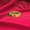 R-466 (19) 0.03 Cts Round Brilliant Cut F/VS1 Diamond Unisex Love Screw Band Ring 18K Gold
