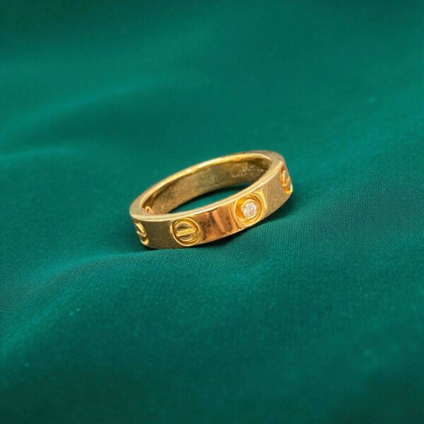 R-466 (20) 0.03 Cts Round Brilliant Cut F/VS1 Diamond Unisex Love Screw Band Ring 18K Gold