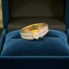 Pave 0.90 Cts Round Brilliant Cut F/VS1 Diamonds Engagement Ring 18K Yellow Gold