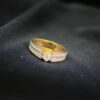 Pave 0.90 Cts Round Brilliant Cut F/VS1 Diamonds Engagement Ring 18K Yellow Gold