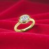 GIA Certified 1.30 Cts Oval Round Shape F/VS1 Diamonds Anniversary Ring 18K Gold