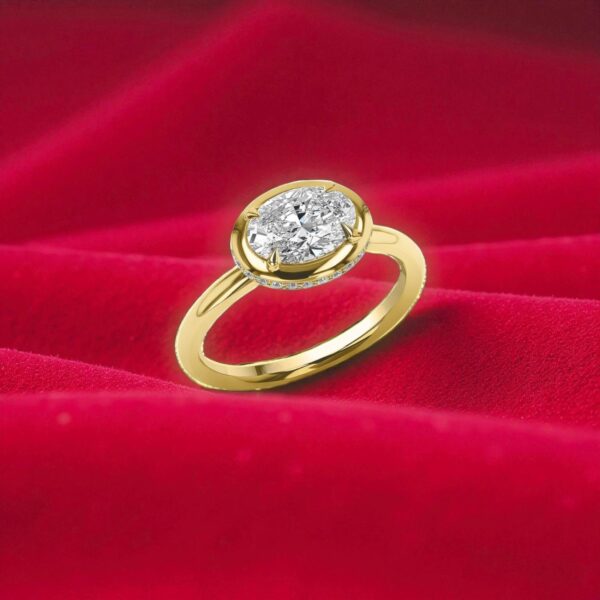 GIA Certified 1.30 Cts Oval Round Shape F/VS1 Diamonds Anniversary Ring 18K Gold