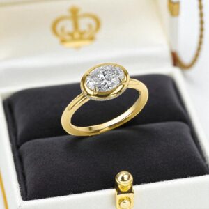 GIA Certified 1.30 Cts Oval Round Shape F/VS1 Diamonds Anniversary Ring 18K Gold