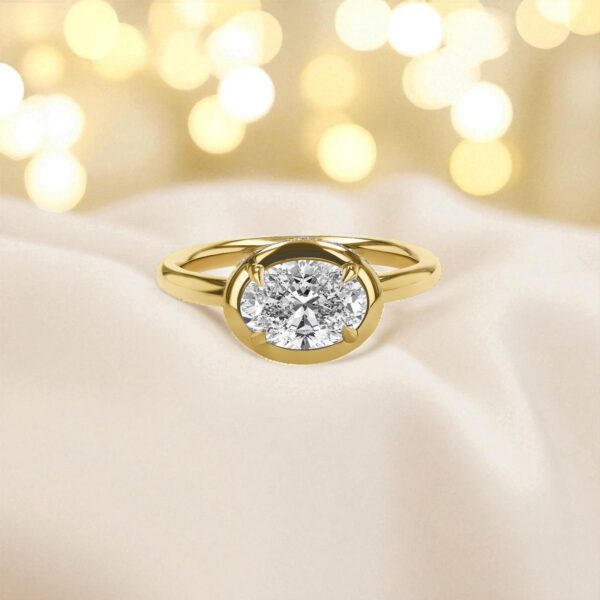 GIA Certified 1.30 Cts Oval Round Shape F/VS1 Diamonds Anniversary Ring 18K Gold