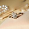 R-470 (3) GIA Certified 2 Carats F/VS1 Pear Shape Natural Diamond Engagement Ring 18K Gold