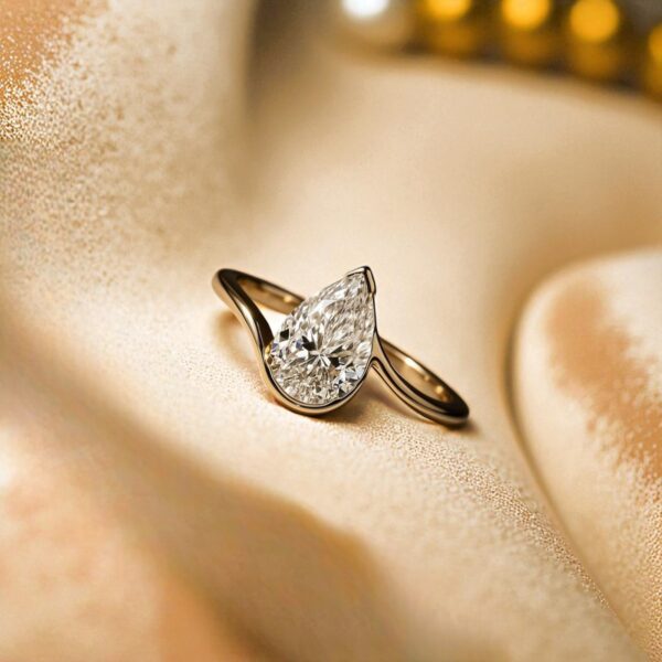 R-470 (4) GIA Certified 2 Carats F/VS1 Pear Shape Natural Diamond Engagement Ring 18K Gold