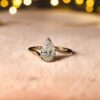 R-470 (5) GIA Certified 2 Carats F/VS1 Pear Shape Natural Diamond Engagement Ring 18K Gold