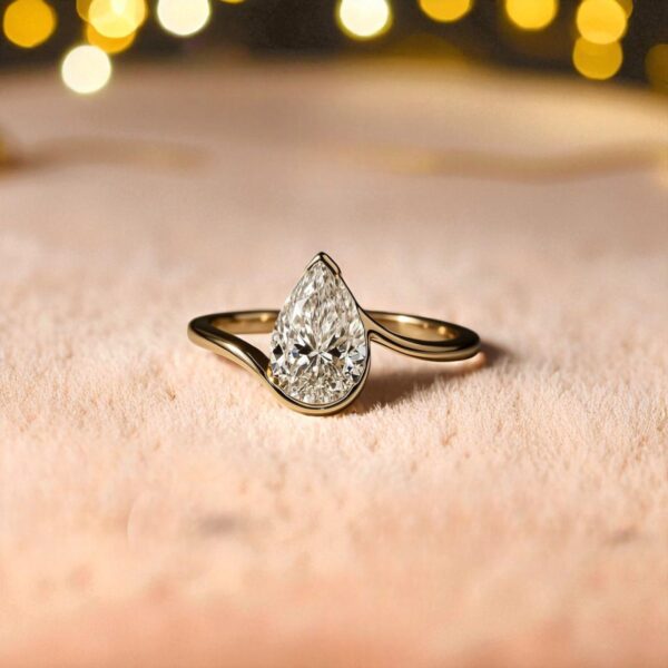 R-470 (5) GIA Certified 2 Carats F/VS1 Pear Shape Natural Diamond Engagement Ring 18K Gold