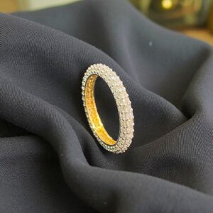 R-471 (27) Pave 1.62 Carats F/VS1 Round Brilliant Cut Diamonds Eternity Band Ring 14K Gold