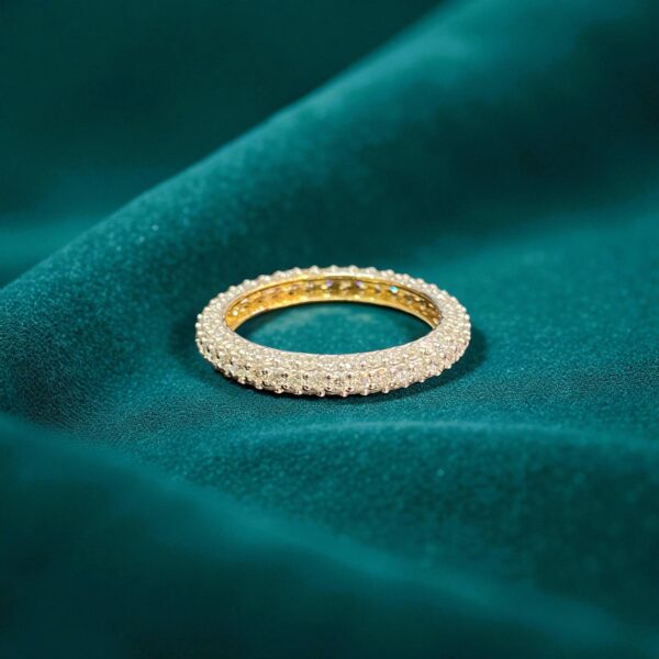 R-471 (28) Pave 1.62 Carats F/VS1 Round Brilliant Cut Diamonds Eternity Band Ring 14K Gold