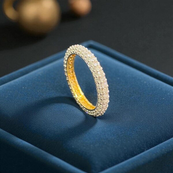 R-471 (31) Pave 1.62 Carats F/VS1 Round Brilliant Cut Diamonds Eternity Band Ring 14K Gold