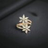 R-473 (18) Pave 1.96 Cts Marquise Round Shape Diamonds Floral Engagement Ring 14K Gold