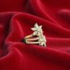 R-473 (21) Pave 1.96 Cts Marquise Round Shape Diamonds Floral Engagement Ring 14K Gold