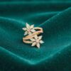 R-473 (22) Pave 1.96 Cts Marquise Round Shape Diamonds Floral Engagement Ring 14K Gold