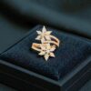 R-473 (23) Pave 1.96 Cts Marquise Round Shape Diamonds Floral Engagement Ring 14K Gold