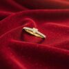 R-476 (24) Pave 0.37 Cts Heart Round Shape F/VS1 Diamonds Engagement Ring 18K Yellow Gold