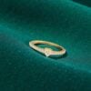 R-476 (25) Pave 0.37 Cts Heart Round Shape F/VS1 Diamonds Engagement Ring 18K Yellow Gold
